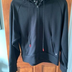 Spyder Black Zip-Up Hoodie with Red Drawstring Tips